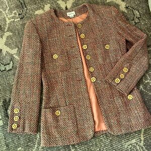 Neiman Marcus Vintage pink Silk Blazer Jacket size 6 Goldtone buttons